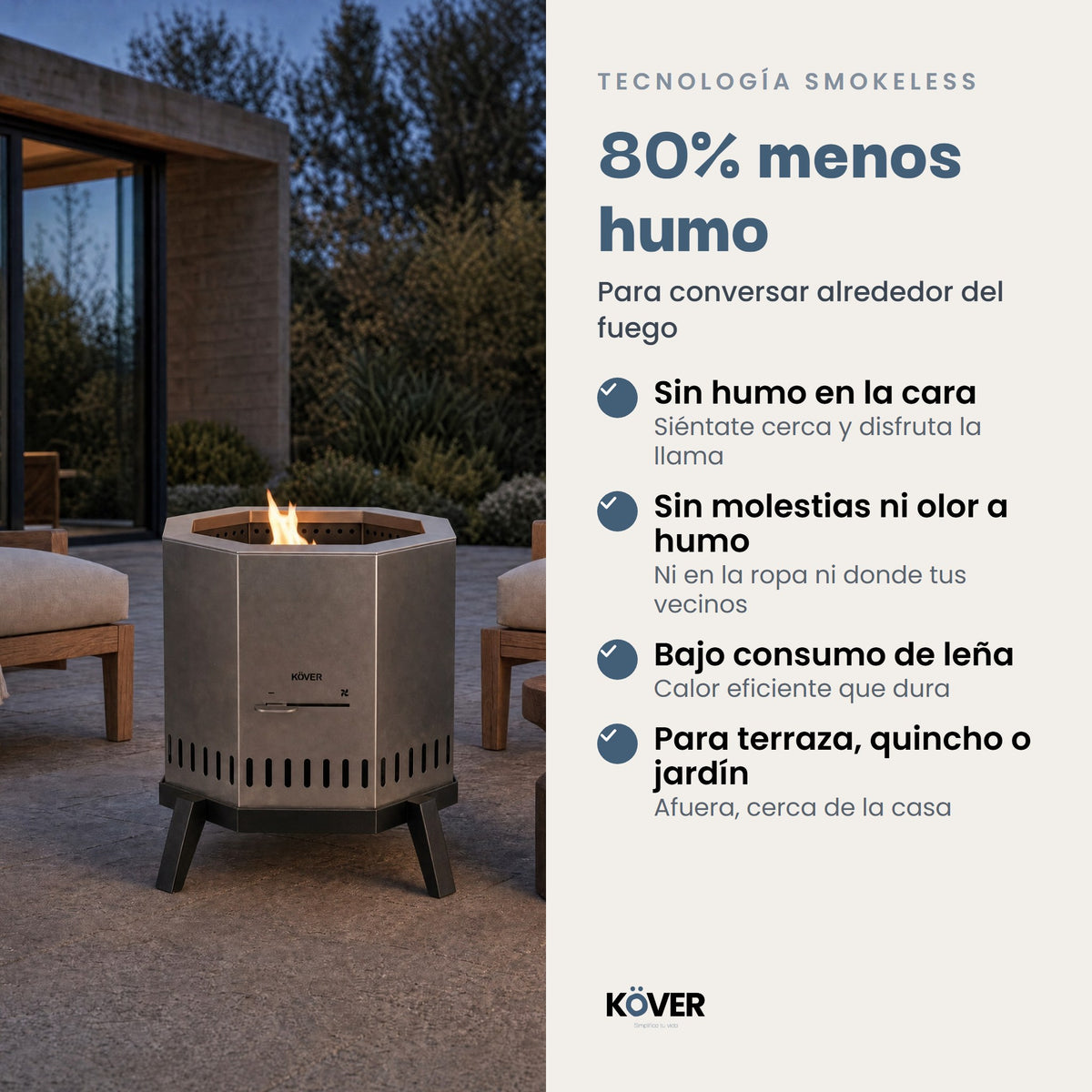 Brasero sin humo Aysén – 80% menos humo para conversar alrededor del fuego