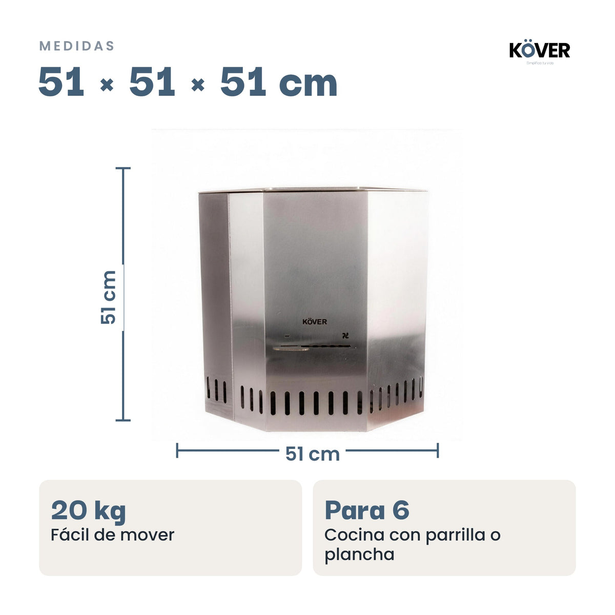 Brasero sin humo Aysén – medidas 51 × 51 × 51 cm, 20 kg